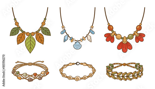 Boho jewelry collection featuring necklaces and bracelets