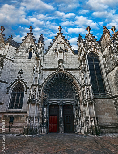 Entrance to the church Notre Dame la Riche, XV century. City Tours, France