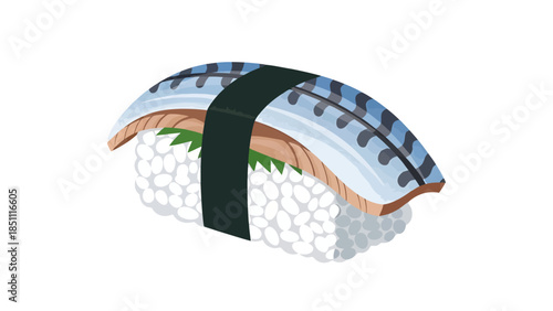 Close up of Tightly Wound Sushi Roll with Fresh Fish and Vegetables
