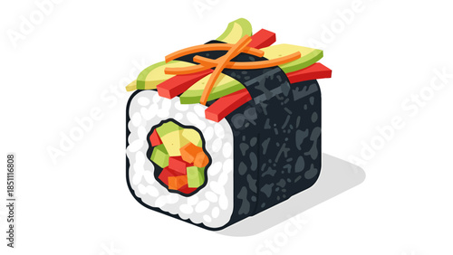 Fresh Sushi Roll with Vegetables and Rice for Healthy Dining