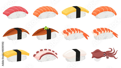 Diverse Sushi Platter with Nigiri Sashimi and Rolls for Culinary Presentation