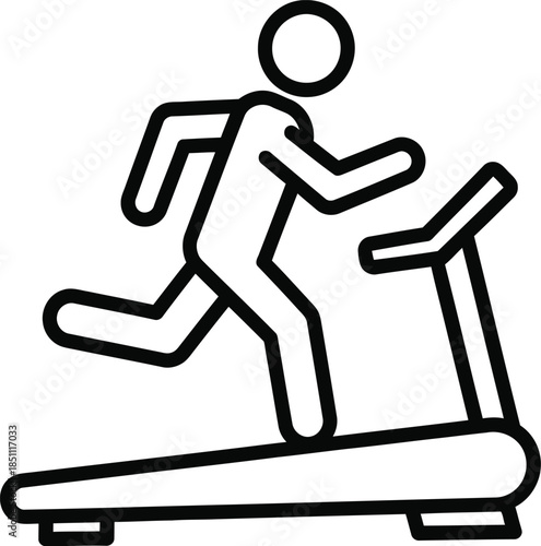 Iconic representation of a person running on a treadmill for fitness and exercise
