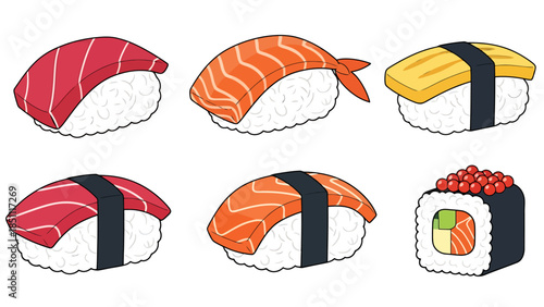 Assorted Sushi Platter Featuring Nigiri and Maki Rolls for Culinary Presentation