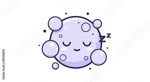 Cartoon moon illustration sleeping cute celestial body isolated vector