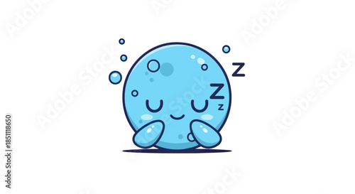 Cartoon moon illustration sleeping cute celestial body on white background