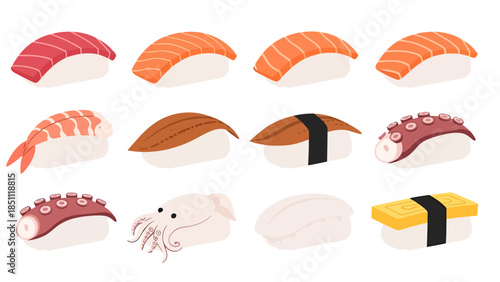 Assorted Fresh Sashimi and Sushi Platter with Wasabi and Ginger