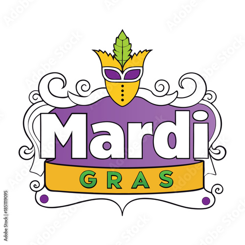 A vibrant Mardi Gras party invitation bursting with purple, green, and gold, featuring masks, beads, confetti, and festive flair, inviting guests to celebrate music, dance, and joy.
