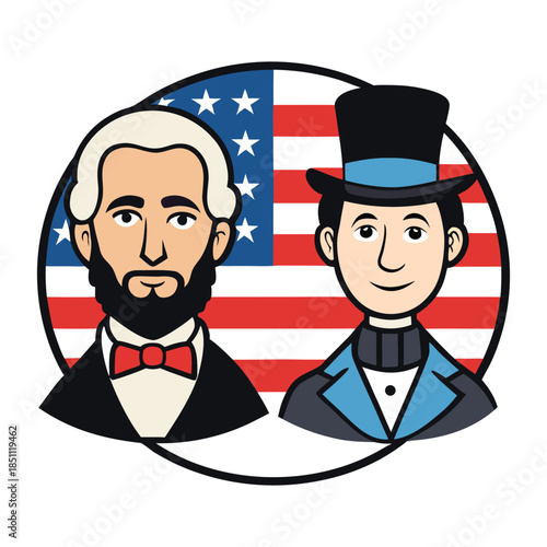 A patriotic USA background featuring George Washington and Abraham Lincoln, blending historic portraits with stars and stripes to honor leadership, freedom, and the nation’s enduring legacy.
