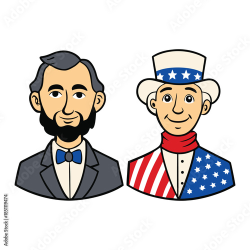 A patriotic USA background featuring George Washington and Abraham Lincoln, blending historic portraits with stars and stripes to honor leadership, freedom, and the nation’s enduring legacy.
