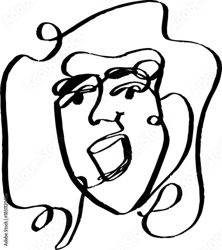 A vector illustration of a young woman with a one-line abstract style.