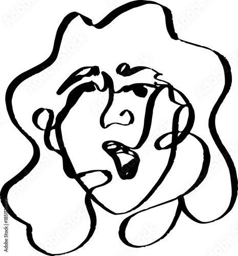 A vector illustration of a young woman with a one-line abstract style.