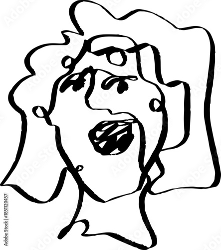 A vector illustration of a woman with a one-line abstract style.