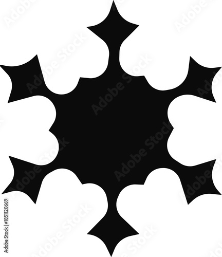 snowflake minimal flat icon Set of cute symmetric blue snowflakes isolated on a transparent background. Cartoon decorative elements. Editable stroke. Ideal for winter designs.