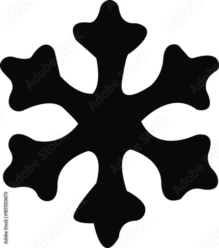 snowflake minimal flat icon Set of cute symmetric blue snowflakes isolated on a transparent background. Cartoon decorative elements. Editable stroke. Ideal for winter designs.