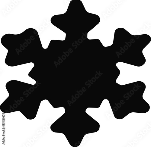 snowflake minimal flat icon Set of cute symmetric blue snowflakes isolated on a transparent background. Cartoon decorative elements. Editable stroke. Ideal for winter designs.