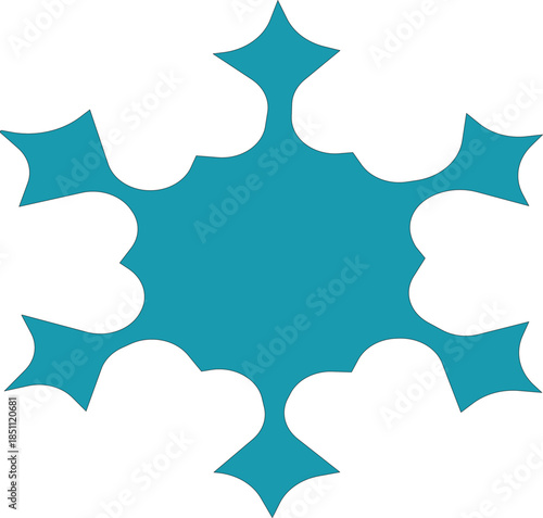 snowflake minimal flat icon Set of cute symmetric blue snowflakes isolated on a transparent background. Cartoon decorative elements. Editable stroke. Ideal for winter designs.