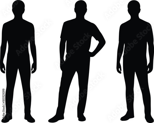 silhouette human figure trio posture illustration for design signage
