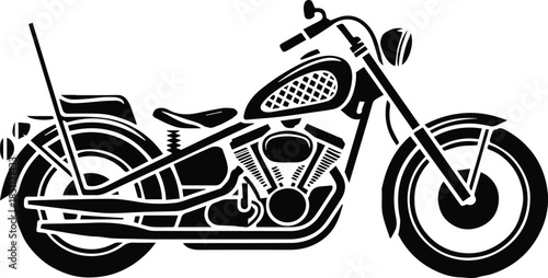 motorcycle chopper silhouette high contrast graphic for print