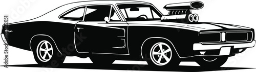 car editable vector illustration classic muscle front view