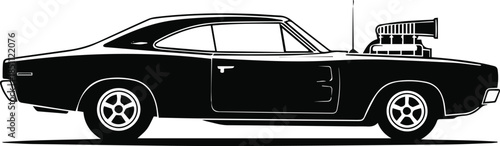 Webcar retro vector hotrod coupe with supercharger and five spoke rims