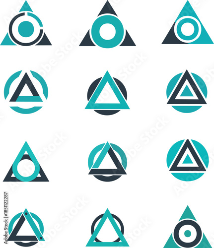 Interlocking Triangle and Circle Logo Set