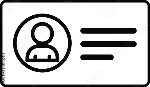 Minimalist outline icon of an identity card or user profile badge