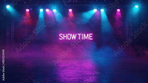 Neon showtime on transparent background