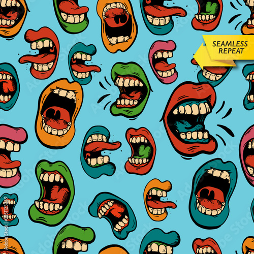 Schilderij op canvas MOUTH_0001_REPEAT_BLUE-10