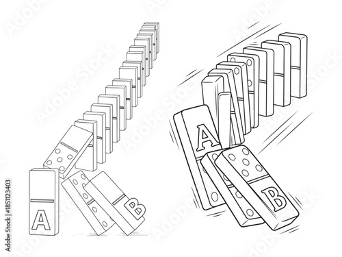 Falling Dominoes Chain Reaction Illustration