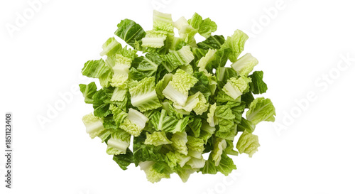 Fresh chopped green lettuce on white background isolated on transparent background