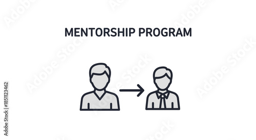 Mentorship Program Icon with Male Figures.