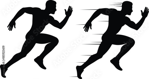 Motion athletic runner silhouette _realistic man sports vector