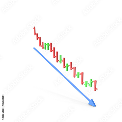 Stock market downtrend chart showing financial decline arrow