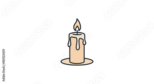 Simple Illustration of a Lit Candle.