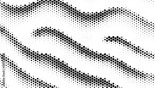 Black and white abstract halftone pattern with hexagon shape for modern design element. Vector Format Illustration 