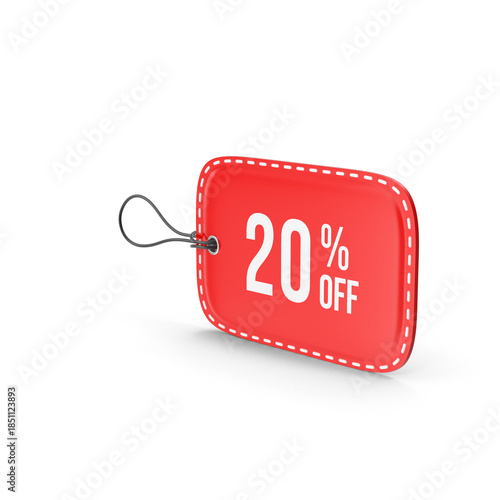 Red discount tag showing twenty percent sale offer