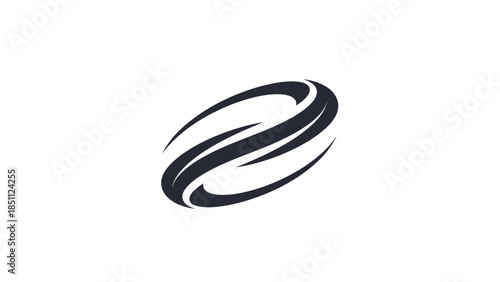 Abstract Black Swirls Forming an Elliptical Shape.