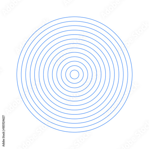 Coaching wheel of 12 concentric circles. Polar grid pattern. Life blank template. Blue polar graph paper. Circle diagram divided on equal segments. Wheel of life, habits tracker.