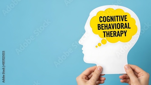Cognitive behavioral therapy concept with paper cutout head