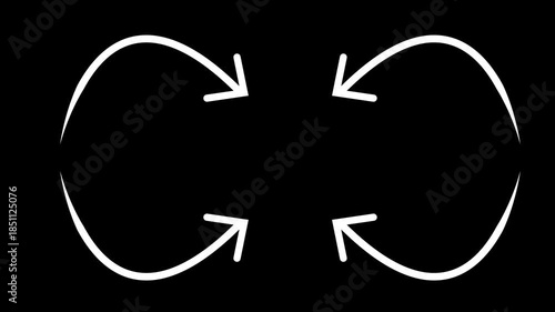 Curved Arrow Pointer Animation on Black Background, 4K Video