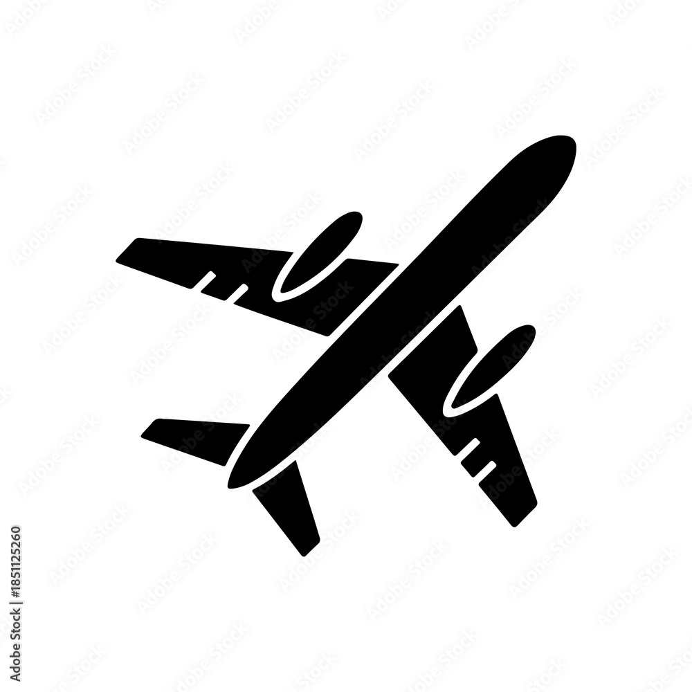 Obraz premium Airplane icon vector silhouette isolated on transparent background