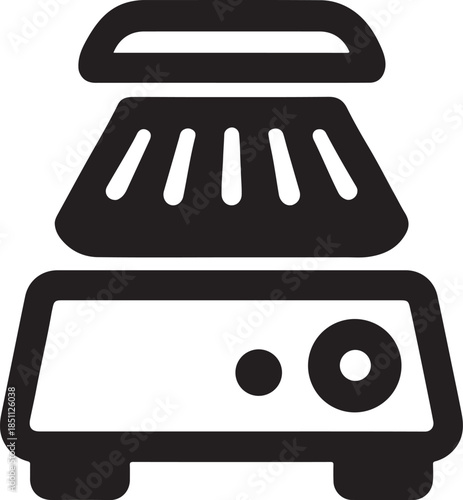 Thick centrifuge machine with tube slots, bold lab equipment icon, clean EPS vector for lab design