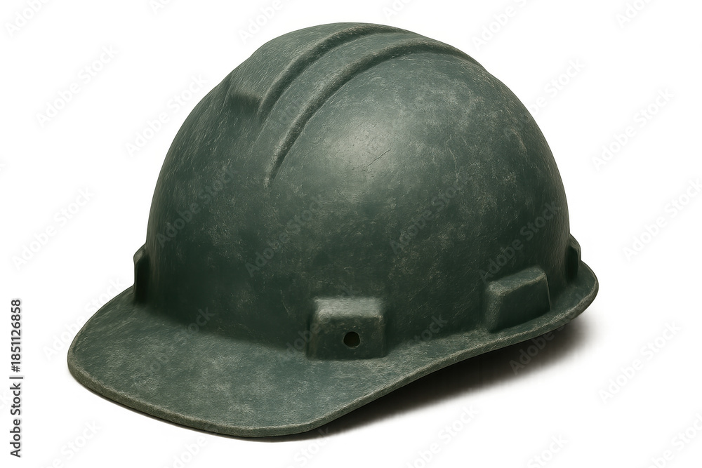 Fototapeta premium Green construction hard hat for worker safety and industrial protection, personal protective equipment on transparent background