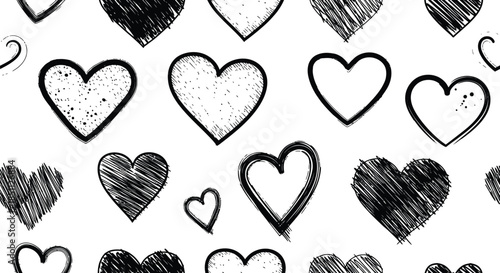 Set of various red heart shapes in different styles
