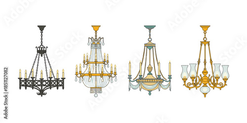 Vintage chandelier collection illustrating classic lighting fixtures