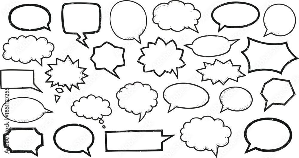 Fototapeta premium Creative design of speech bubbles and thought clouds for comic strip or graphic novel layout