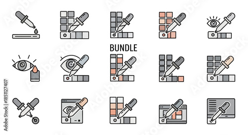 Collection of color picker and eyedropper tool icons for graphic design and digital art software.