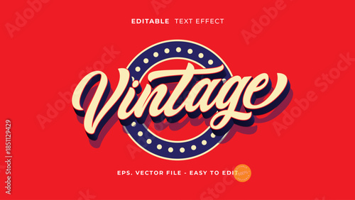 Vintage Retro Script 3D Editable Text Effect