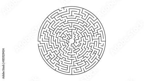 Circular Labyrinth Maze Illustration Design Element.