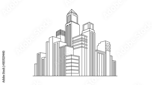 City Skyline Skyscrapers Modern Architecture Illustration.